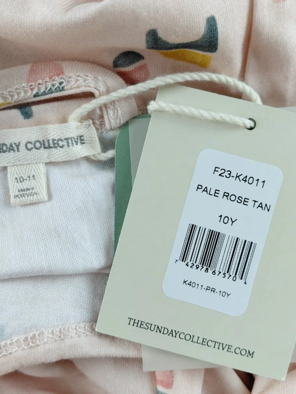 The Sunday Collective Long Sleeve A-Line Dress Girls 10Y Pale Rose Tan Pockets